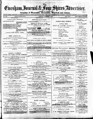 cover page of Evesham Journal published on November 2, 1889