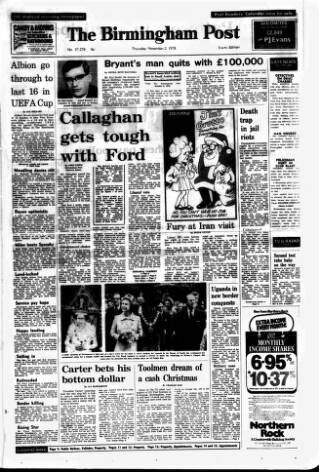 cover page of Birmingham Daily Post published on November 2, 1978