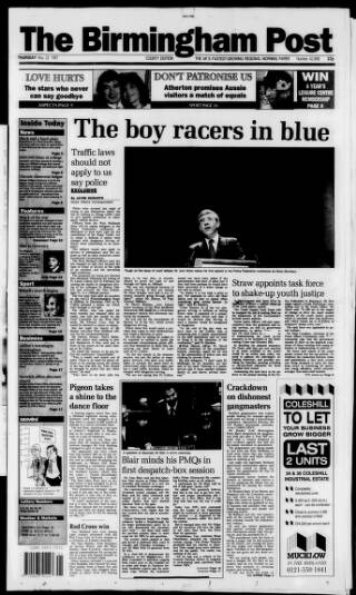 cover page of Birmingham Daily Post published on May 22, 1997