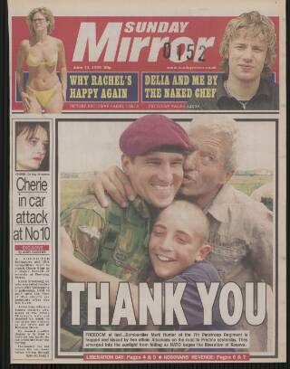 cover page of Sunday Mirror published on June 13, 1999