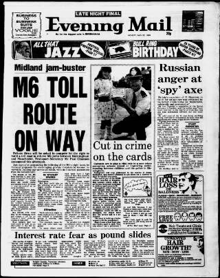 cover page of Birmingham Mail published on May 22, 1989