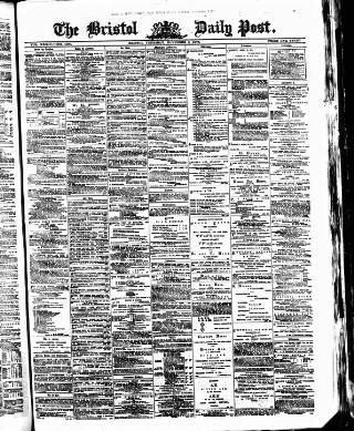cover page of Bristol Daily Post published on November 2, 1876