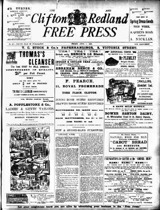 cover page of Clifton and Redland Free Press published on April 1, 1898