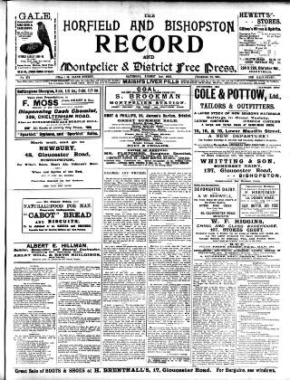 cover page of Horfield and Bishopston Record and Montepelier & District Free Press published on August 2, 1902