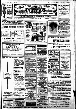 cover page of Horfield and Bishopston Record and Montepelier & District Free Press published on April 1, 1911