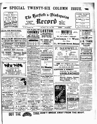 cover page of Horfield and Bishopston Record and Montepelier & District Free Press published on May 22, 1915