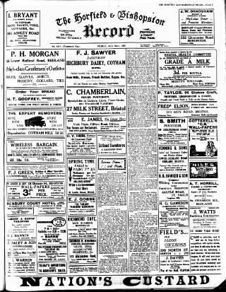 cover page of Horfield and Bishopston Record and Montepelier & District Free Press published on May 22, 1925