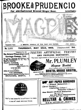 cover page of Bristol Magpie published on May 22, 1902
