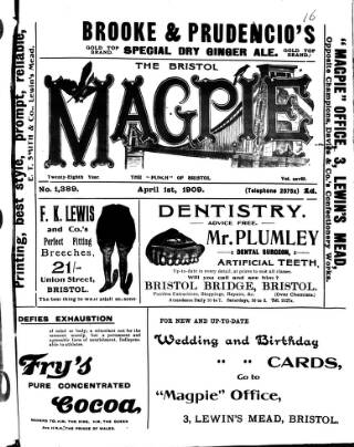cover page of Bristol Magpie published on April 1, 1909