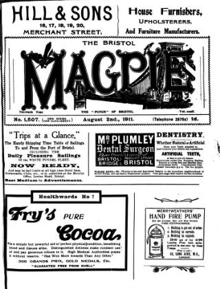 cover page of Bristol Magpie published on August 2, 1911
