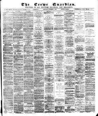 cover page of Crewe Guardian published on November 2, 1878