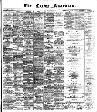 cover page of Crewe Guardian published on April 1, 1893
