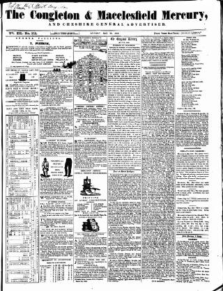 cover page of Congleton & Macclesfield Mercury published on May 22, 1858
