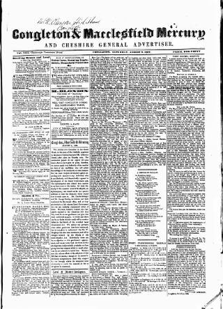cover page of Congleton & Macclesfield Mercury published on August 2, 1862