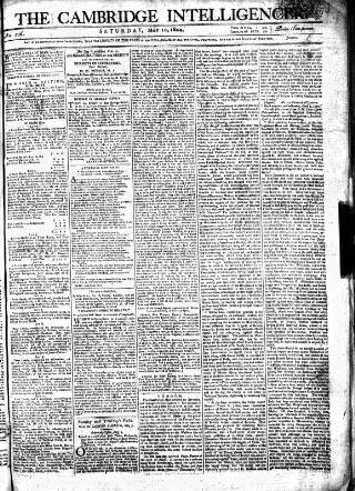 cover page of Cambridge Intelligencer published on May 10, 1800