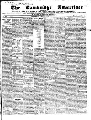 cover page of Cambridge General Advertiser published on August 2, 1843