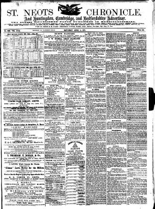 cover page of St. Neots Chronicle and Advertiser published on April 1, 1871