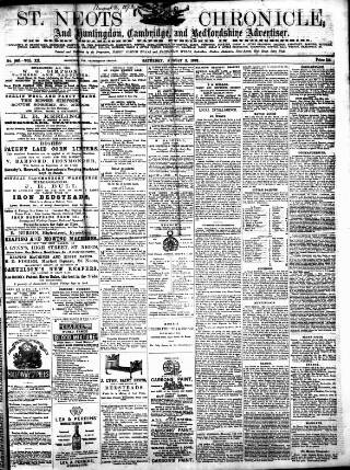 cover page of St. Neots Chronicle and Advertiser published on August 2, 1873