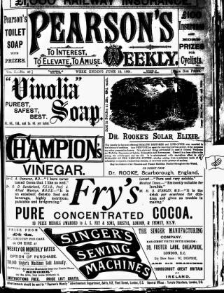 cover page of Pearson's Weekly published on June 13, 1891
