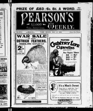 cover page of Pearson's Weekly published on May 22, 1915
