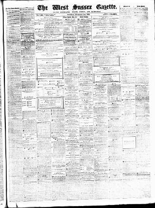 cover page of West Sussex Gazette published on November 2, 1882