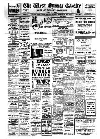cover page of West Sussex Gazette published on June 13, 1946