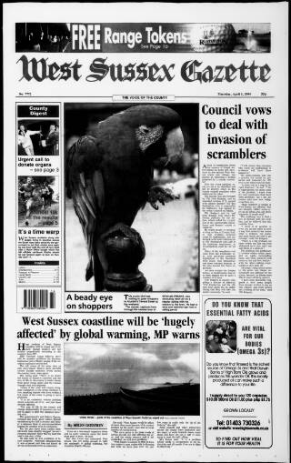 cover page of West Sussex Gazette published on April 1, 2004