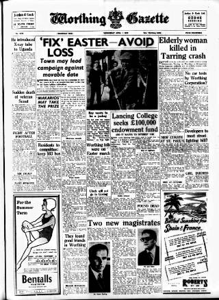 cover page of Worthing Gazette published on April 1, 1959