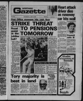 cover page of Worthing Gazette published on June 13, 1979