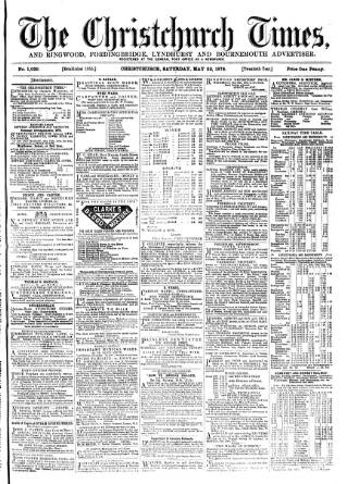 cover page of Christchurch Times published on May 22, 1875
