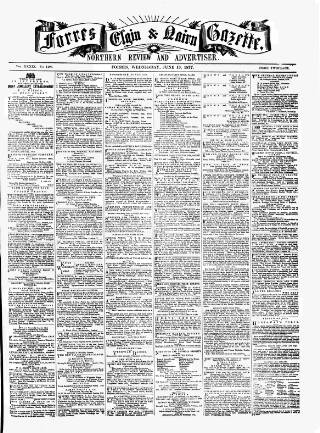 cover page of Forres Elgin and Nairn Gazette, Northern Review and Advertiser published on June 13, 1877