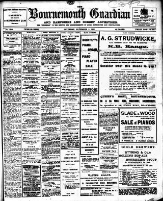 cover page of Bournemouth Guardian published on November 2, 1912