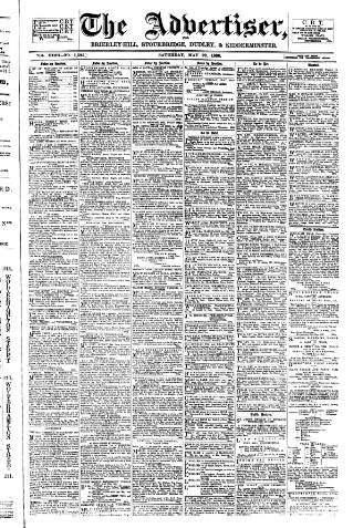 cover page of County Advertiser & Herald for Staffordshire and Worcestershire published on May 22, 1886