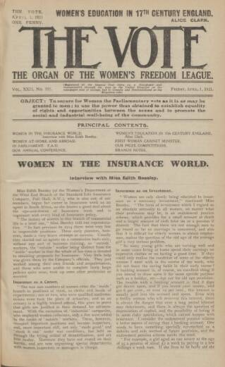 cover page of Vote published on April 1, 1921