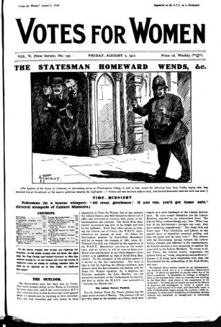 cover page of Votes for Women published on August 2, 1912