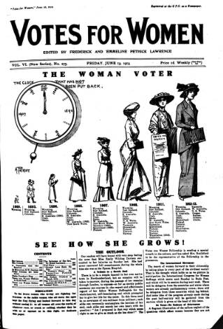 cover page of Votes for Women published on June 13, 1913