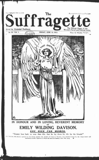 cover page of The Suffragette published on June 13, 1913