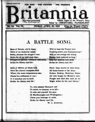 cover page of The Suffragette published on April 26, 1918