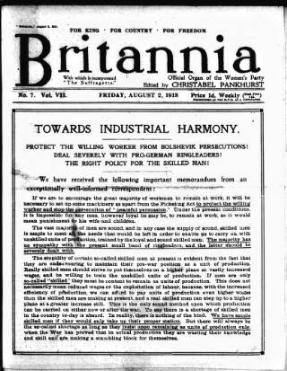 cover page of The Suffragette published on August 2, 1918