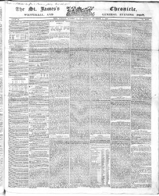 cover page of Saint James's Chronicle published on November 2, 1848