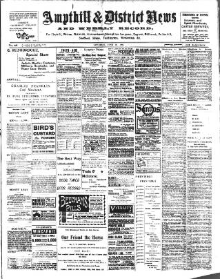 cover page of Ampthill & District News published on June 13, 1903