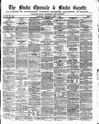 cover page of Bucks Chronicle and Bucks Gazette published on April 1, 1857