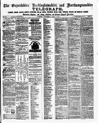 cover page of Oxfordshire Telegraph published on June 13, 1877