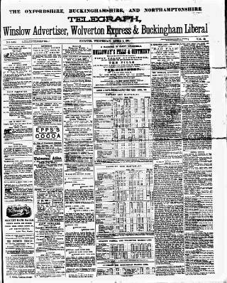 cover page of Oxfordshire Telegraph published on April 1, 1891