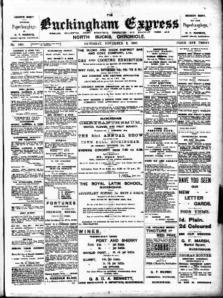 cover page of Buckingham Express published on November 2, 1907