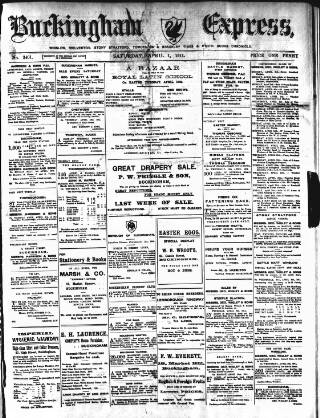 cover page of Buckingham Express published on April 1, 1911