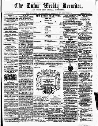 cover page of Luton Weekly Recorder published on June 13, 1857
