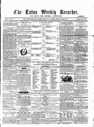 cover page of Luton Weekly Recorder published on April 30, 1859