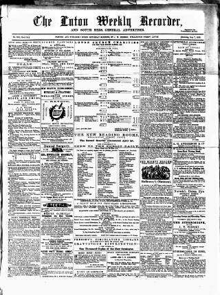 cover page of Luton Weekly Recorder published on May 7, 1859