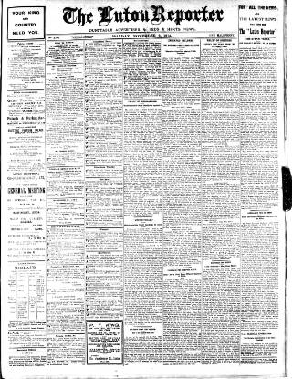 cover page of Luton Reporter published on November 2, 1914